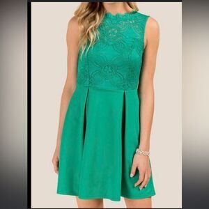 Francescas | Women’s Green Fit & Flare Cocktail Lace Tank Summer Dress Size XS